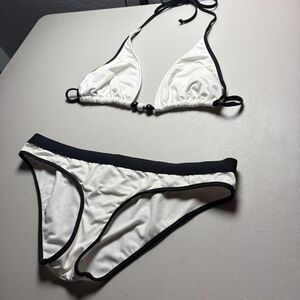 Rampage White & Black Contrast Trim Triangle Bikini